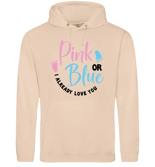 Женская толстовка (худи) Pink or Blue I love you Песочный фото
