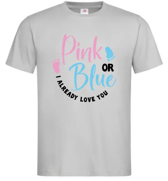 Мужская футболка Pink or Blue I love you Серый фото