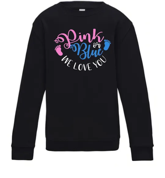Детский Свитшот Pink or Blue we love you Черный фото