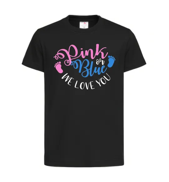 Детская футболка Pink or Blue we love you Черный фото
