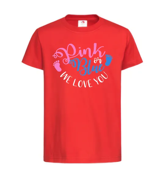 Детская футболка Pink or Blue we love you Красный фото
