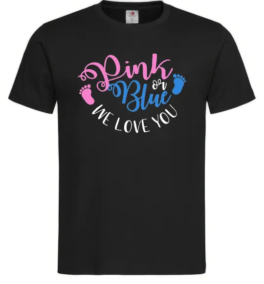Мужская футболка Pink or Blue we love you Черный фото