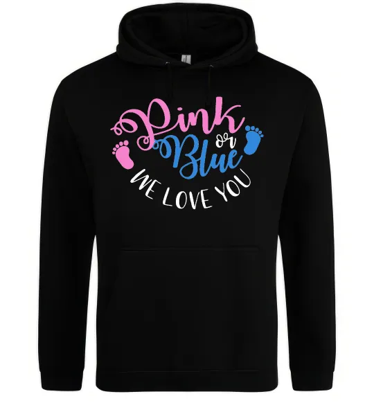 Женская толстовка (худи) Pink or Blue we love you Черный фото