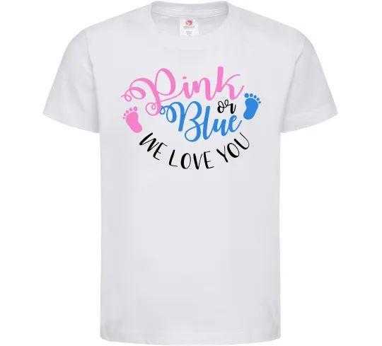 Детская футболка Pink or Blue we love you Белый фото