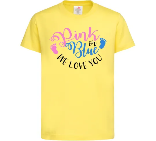 Детская футболка Pink or Blue we love you Лимонный фото