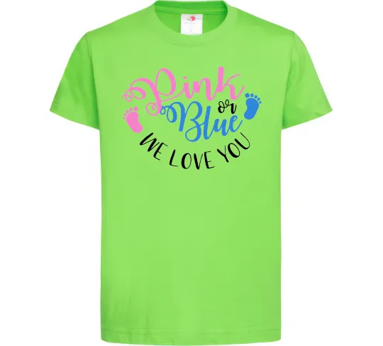 Детская футболка Pink or Blue we love you Лаймовый фото