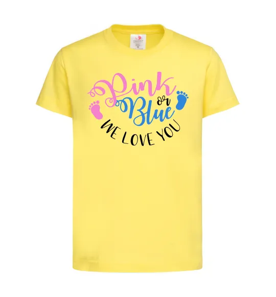 Детская футболка Pink or Blue we love you Лимонный фото