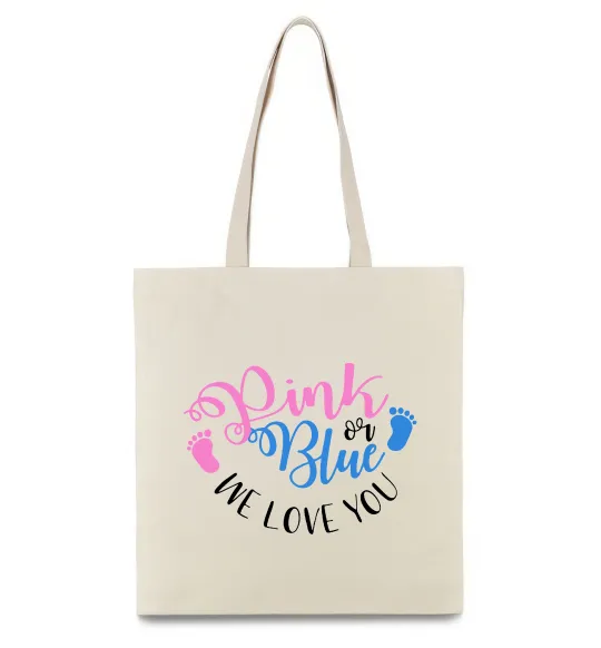 Эко-сумка Pink or Blue we love you Бежевый фото
