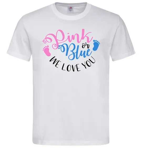 Мужская футболка Pink or Blue we love you Белый фото