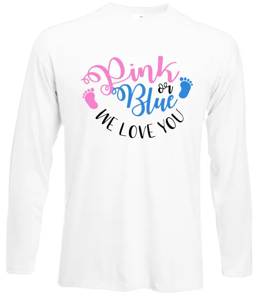 Лонгслив Pink or Blue we love you Белый фото