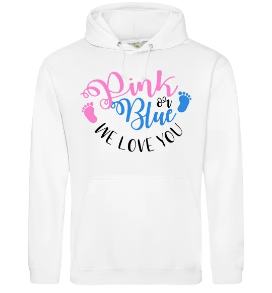Мужская толстовка (худи) Pink or Blue we love you Белый фото