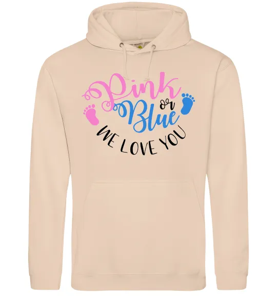 Мужская толстовка (худи) Pink or Blue we love you Песочный фото