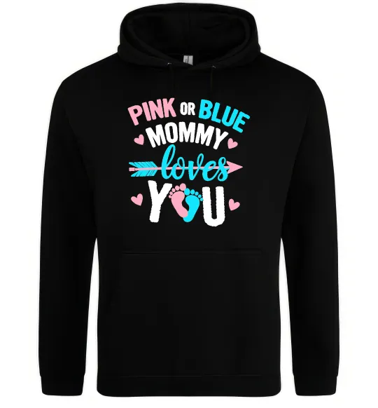 Женская толстовка (худи) Pink or blue Mommy loves you Черный фото