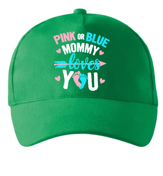 Кепка Pink or blue Mommy loves you Зеленый фото