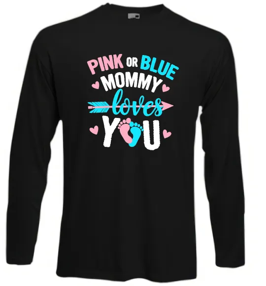 Лонгслив Pink or blue Mommy loves you Черный фото