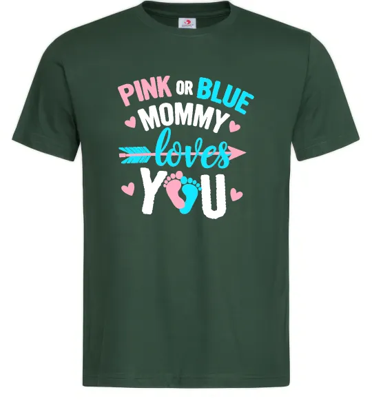 Мужская футболка Pink or blue Mommy loves you Темно-зеленый фото