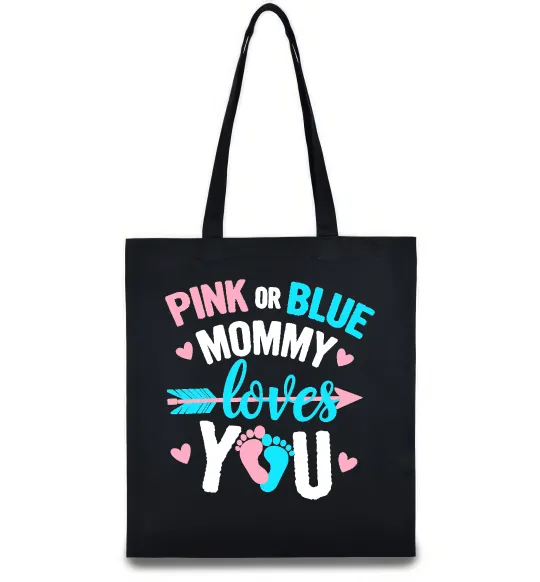 Эко-сумка Pink or blue Mommy loves you Черный фото