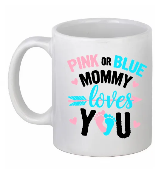 Чашка керамическая Pink or blue Mommy loves you Белый фото