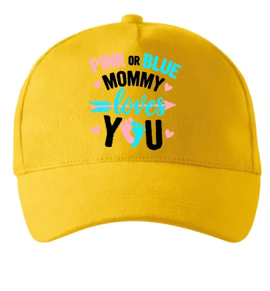 Кепка Pink or blue Mommy loves you Солнечно желтый фото