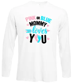 Лонгслив Pink or blue Mommy loves you Белый фото