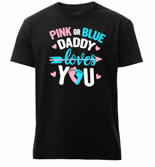 Мужская премиум футболка Pink or blue Daddy loves you Черный фото