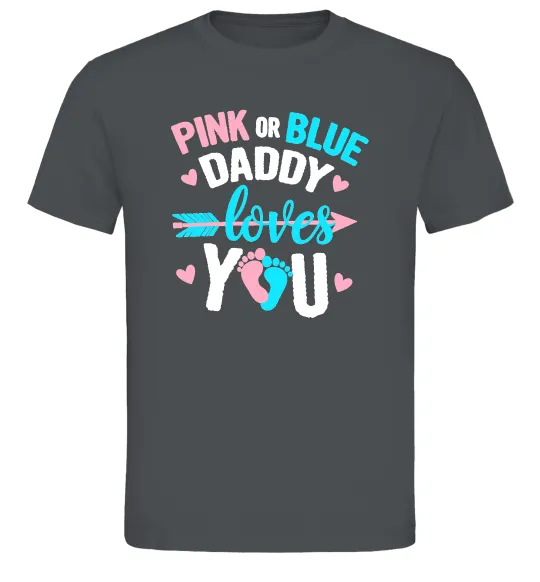 Мужская футболка Pink or blue Daddy loves you Графит фото