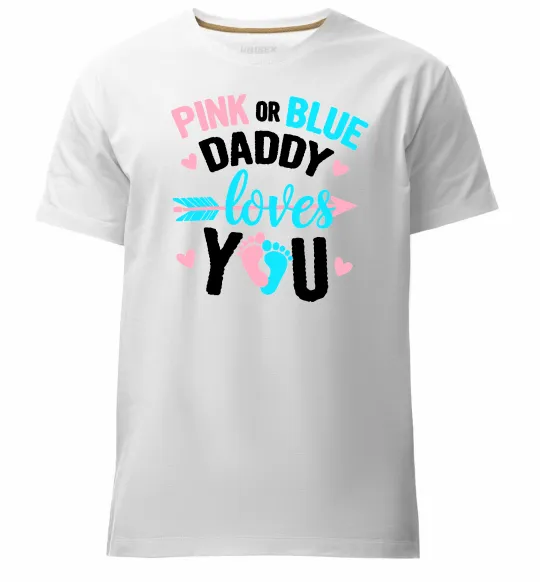 Мужская премиум футболка Pink or blue Daddy loves you Белый фото