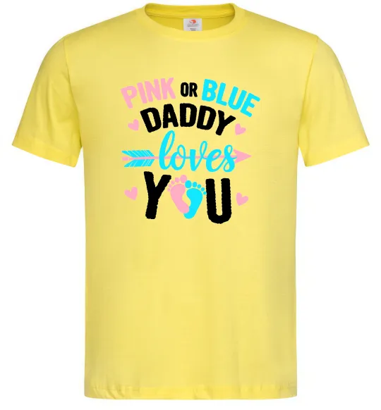 Мужская футболка Pink or blue Daddy loves you Лимонный фото