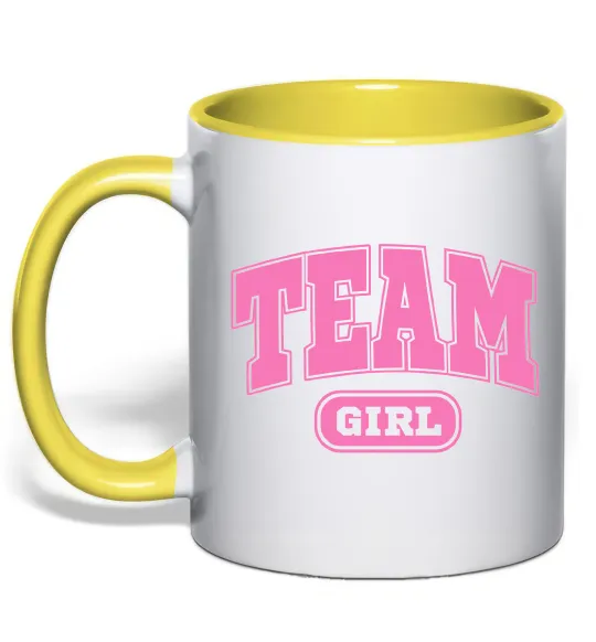 Чашка с цветной ручкой Girl team Лимонный фото