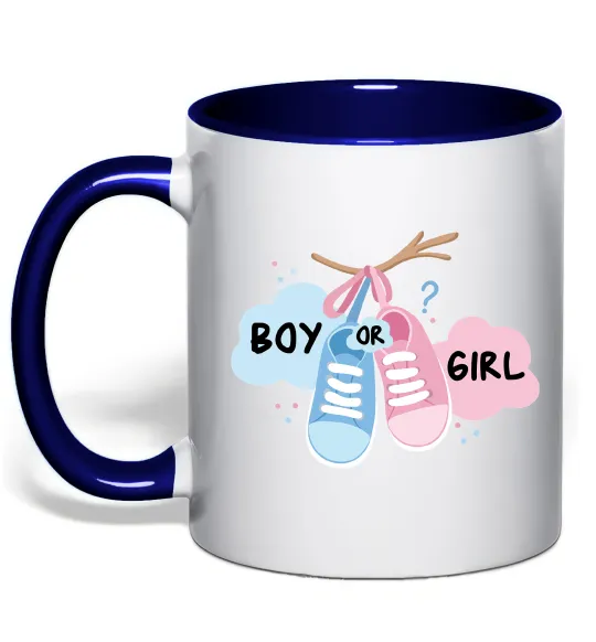 Чашка з кольоровою ручкою Boy or girl Глибокий темно-синій фото
