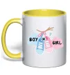 Чашка з кольоровою ручкою Boy or girl Лимонний фото