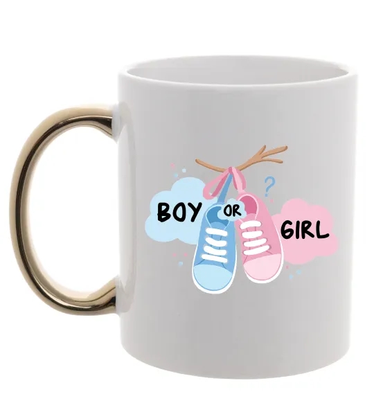 Чашка з кольоровою ручкою Boy or girl Золото фото