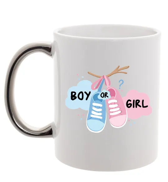 Чашка з кольоровою ручкою Boy or girl Срібло фото