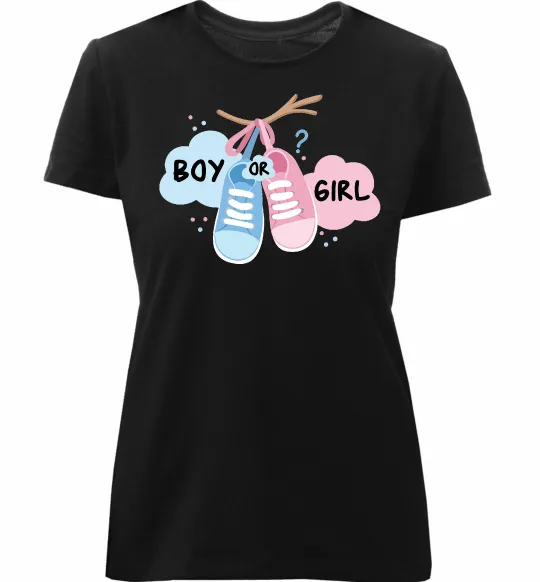 Женская премиум футболка Boy or girl Черный фото