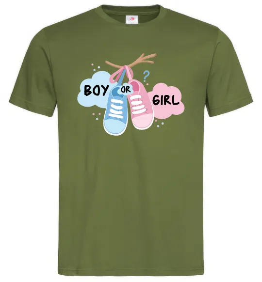 Мужская футболка Boy or girl Оливковый фото