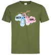 Мужская футболка Boy or girl Оливковый фото