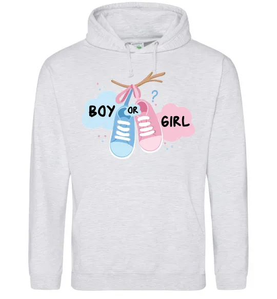 Мужская толстовка (худи) Boy or girl Серый меланж фото