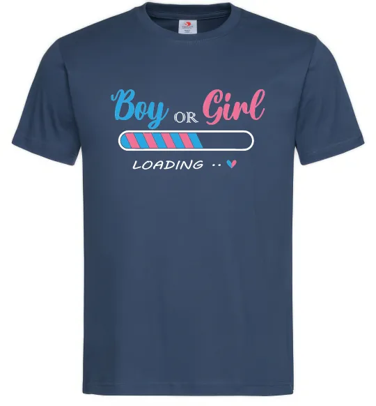 Мужская футболка Boy or girl loading Темно-синий фото