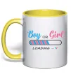 Чашка з кольоровою ручкою Boy or girl loading Лимонний фото