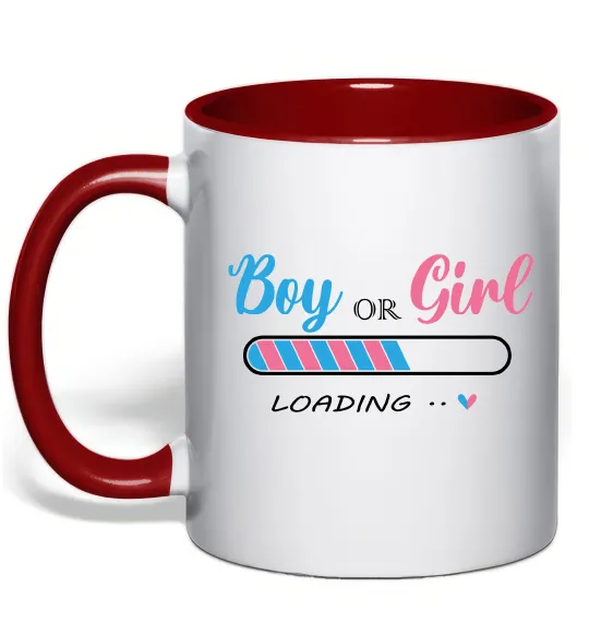 Чашка з кольоровою ручкою Boy or girl loading Червоний фото