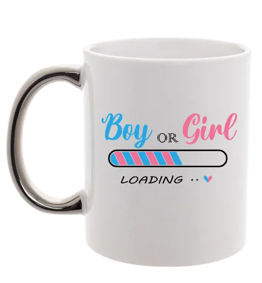 Чашка з кольоровою ручкою Boy or girl loading Срібло фото