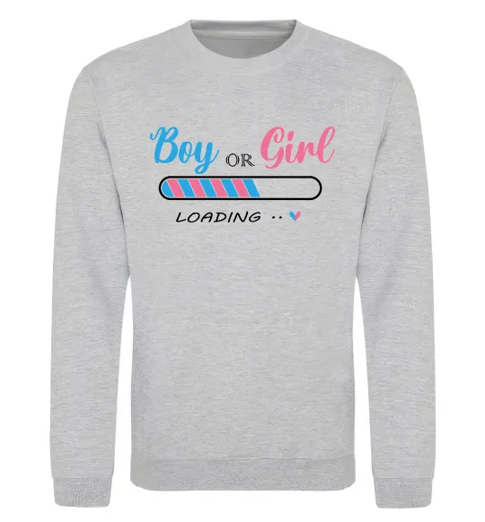 Свитшот Boy or girl loading Серый меланж фото