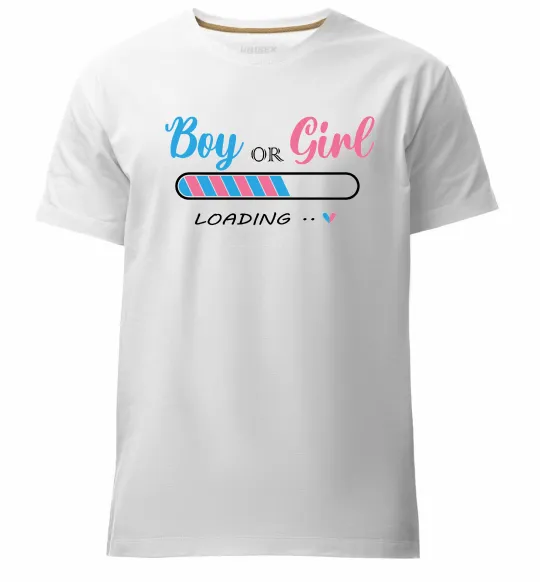 Мужская премиум футболка Boy or girl loading Белый фото