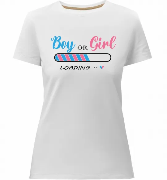 Женская премиум футболка Boy or girl loading Белый фото