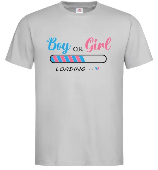 Мужская футболка Boy or girl loading Серый фото