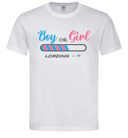 Мужская футболка Boy or girl loading Белый фото