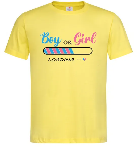 Мужская футболка Boy or girl loading Лимонный фото