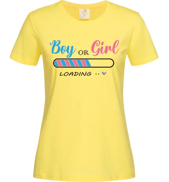 Женская футболка Boy or girl loading Лимонный фото