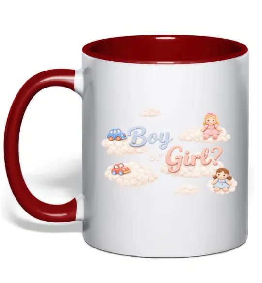 Чашка с цветной ручкой Boy or girl хмаринки Красный фото