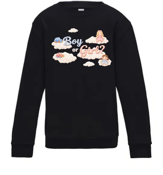 Детский Свитшот Boy or girl хмаринки Черный фото